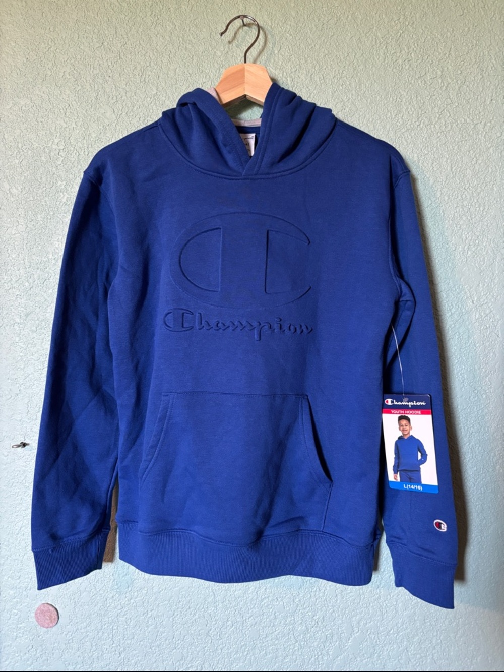 Champion Royal Blue Pullover Hoodie Youth L 14/16 NWT